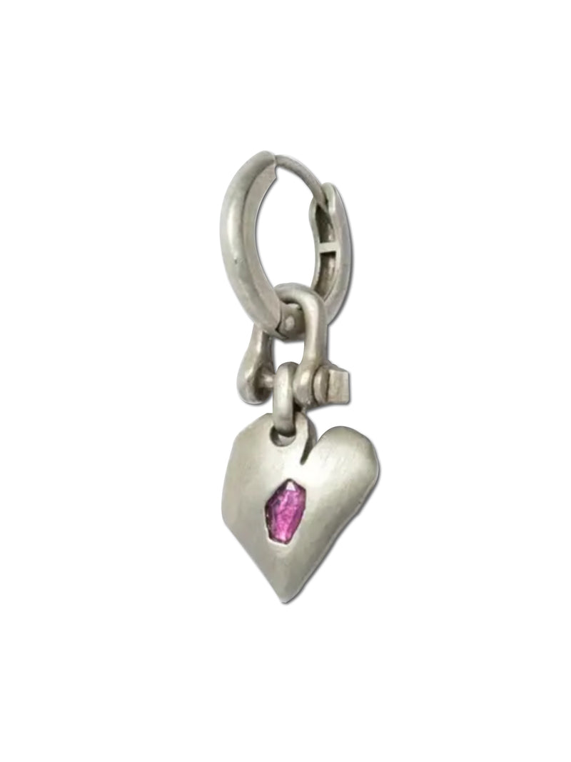 PARTS OF FOUR - Jazz's Solid Heart Earring (Extra Small, 0.2 CT, Ruby Slice, DA+RUB)