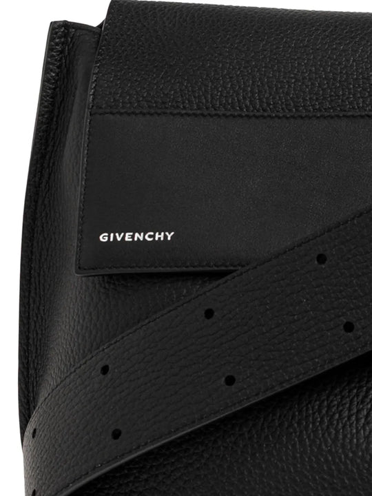 Close up of the black bag, showing texture of the calf leather