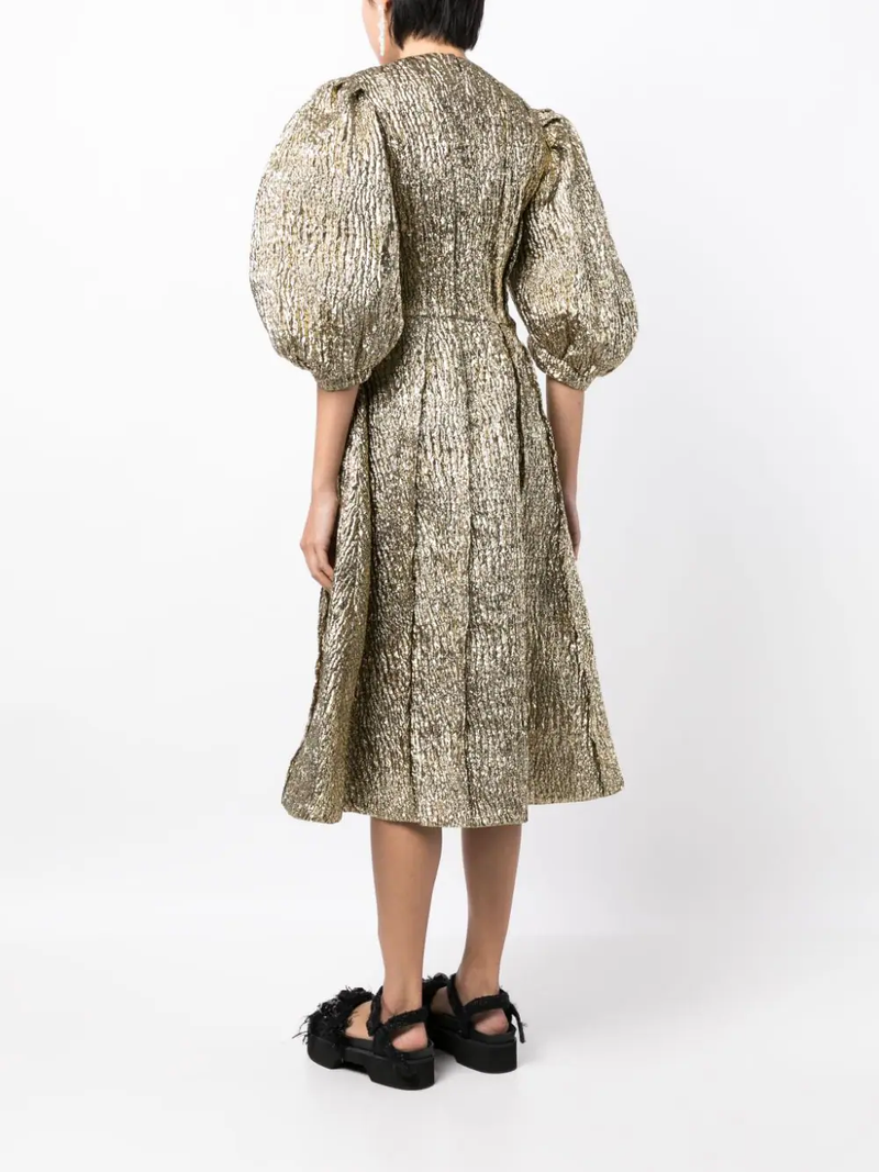 SIMONE ROCHA Women Puff Sleeve Fitted Dress With Embellishment Cup Detail