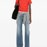 Red top, full body view