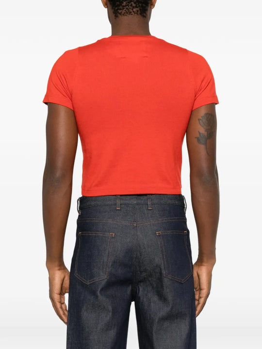 Red top, full body view