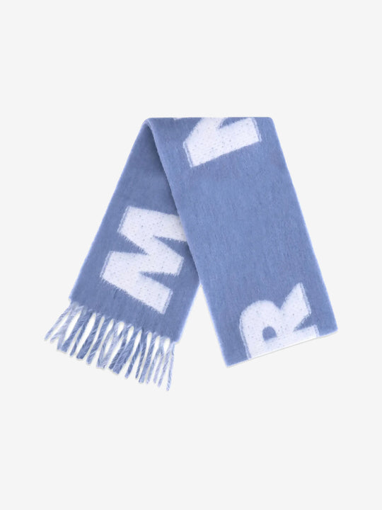 blue scarf, back view