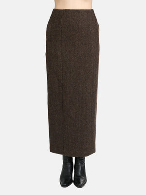 AURALEE - Women Lama Shetland Wool Tweed Skirt