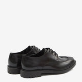 Black derby, back view