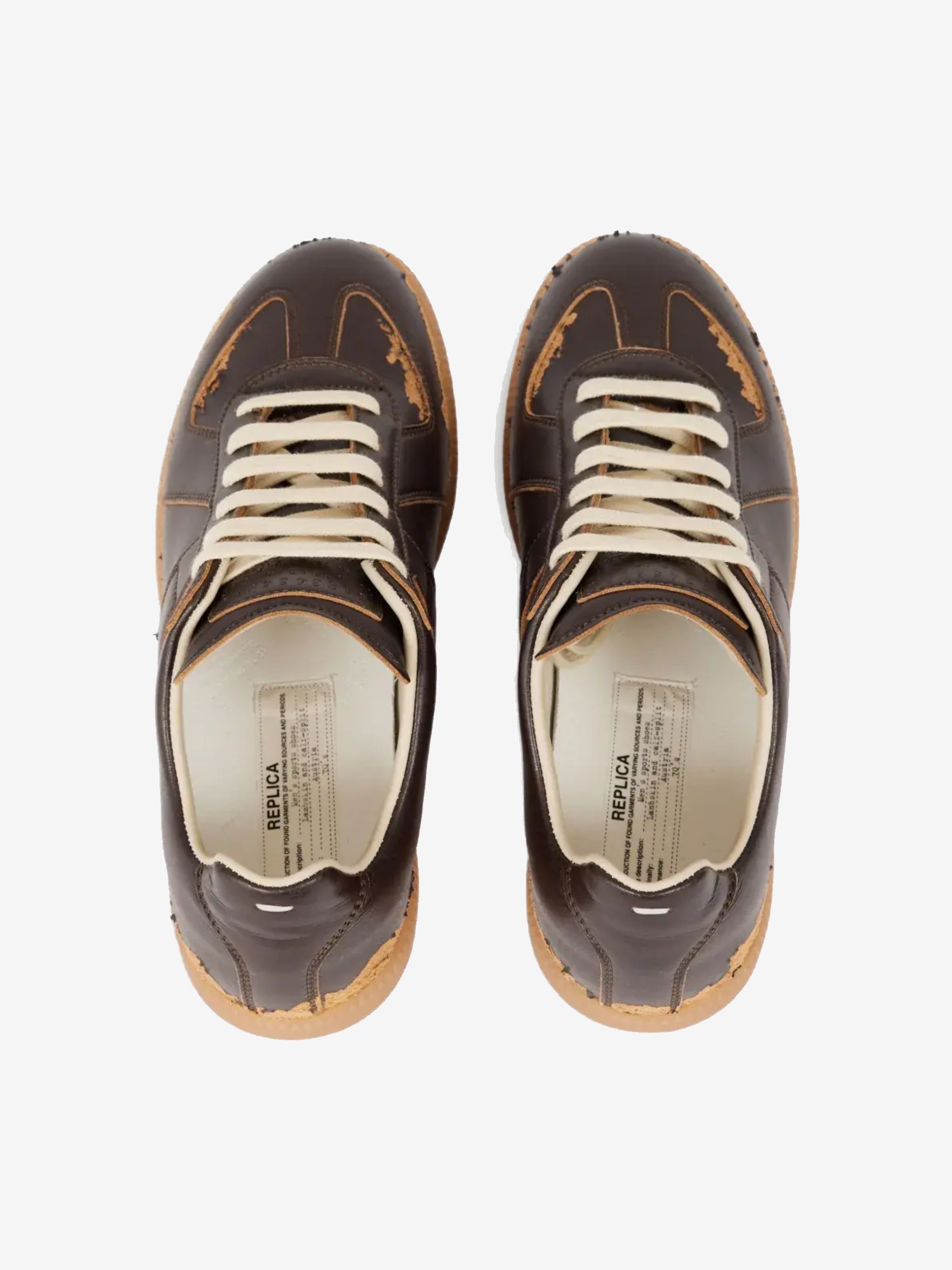 Brown sneakers, top view