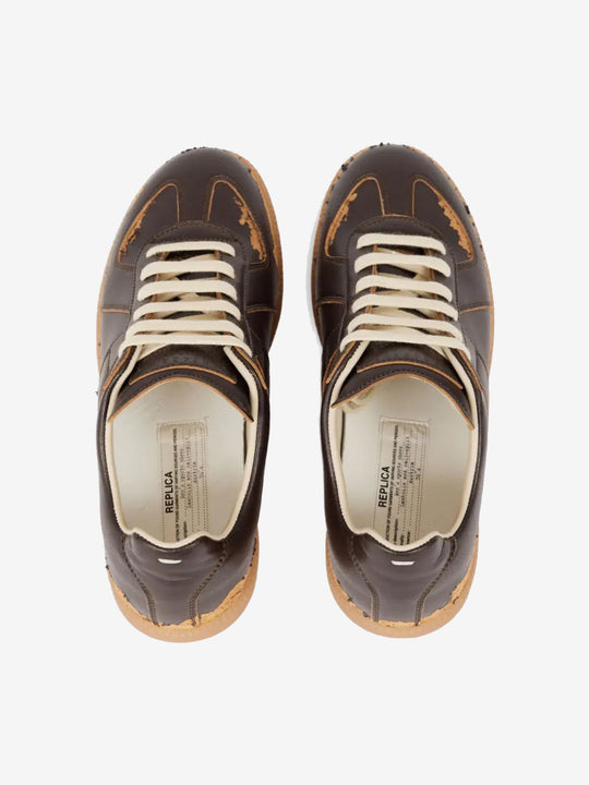 Brown sneakers, top view