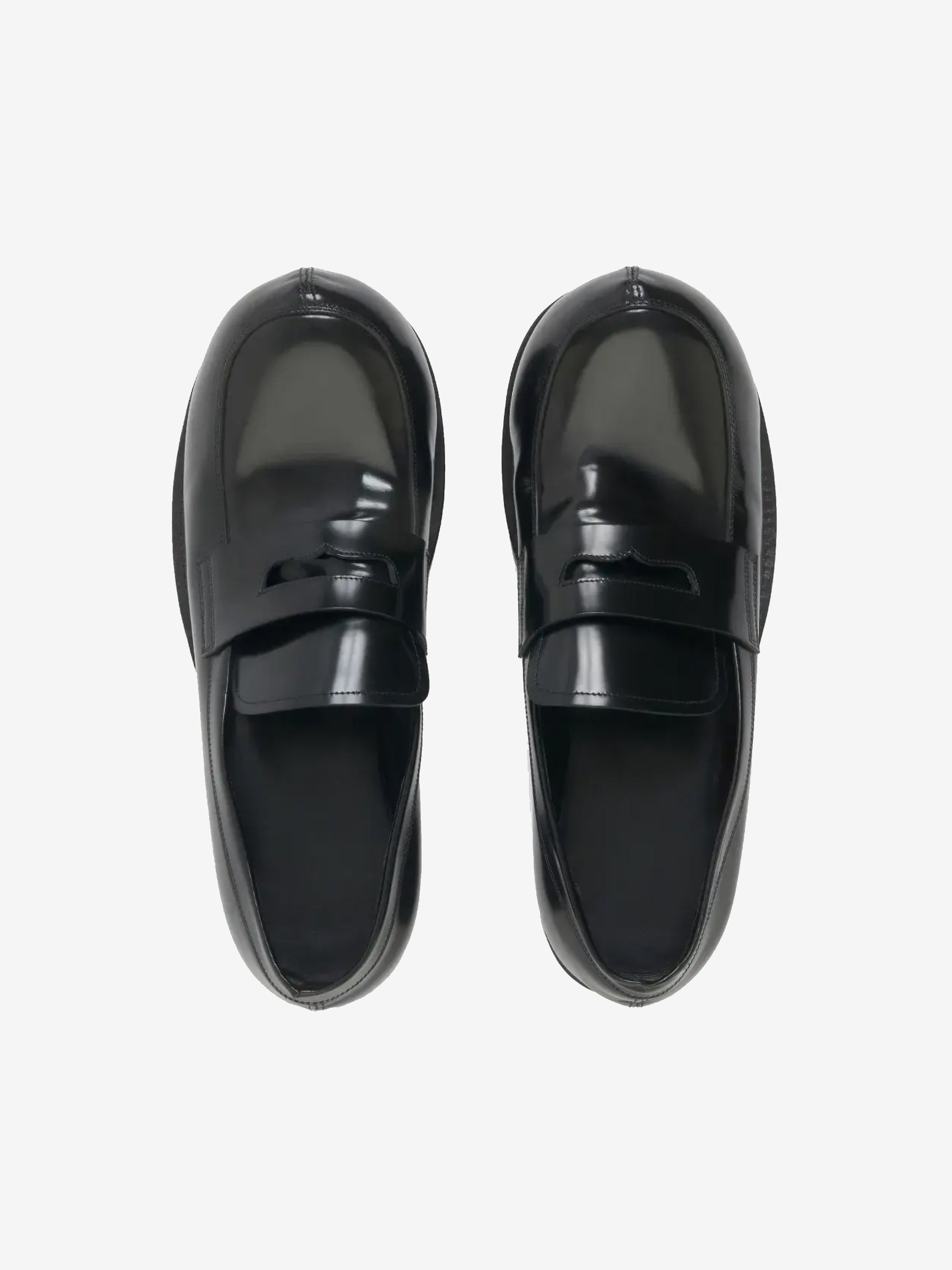 Black loafer, top view