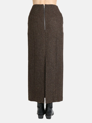 AURALEE - Women Lama Shetland Wool Tweed Skirt