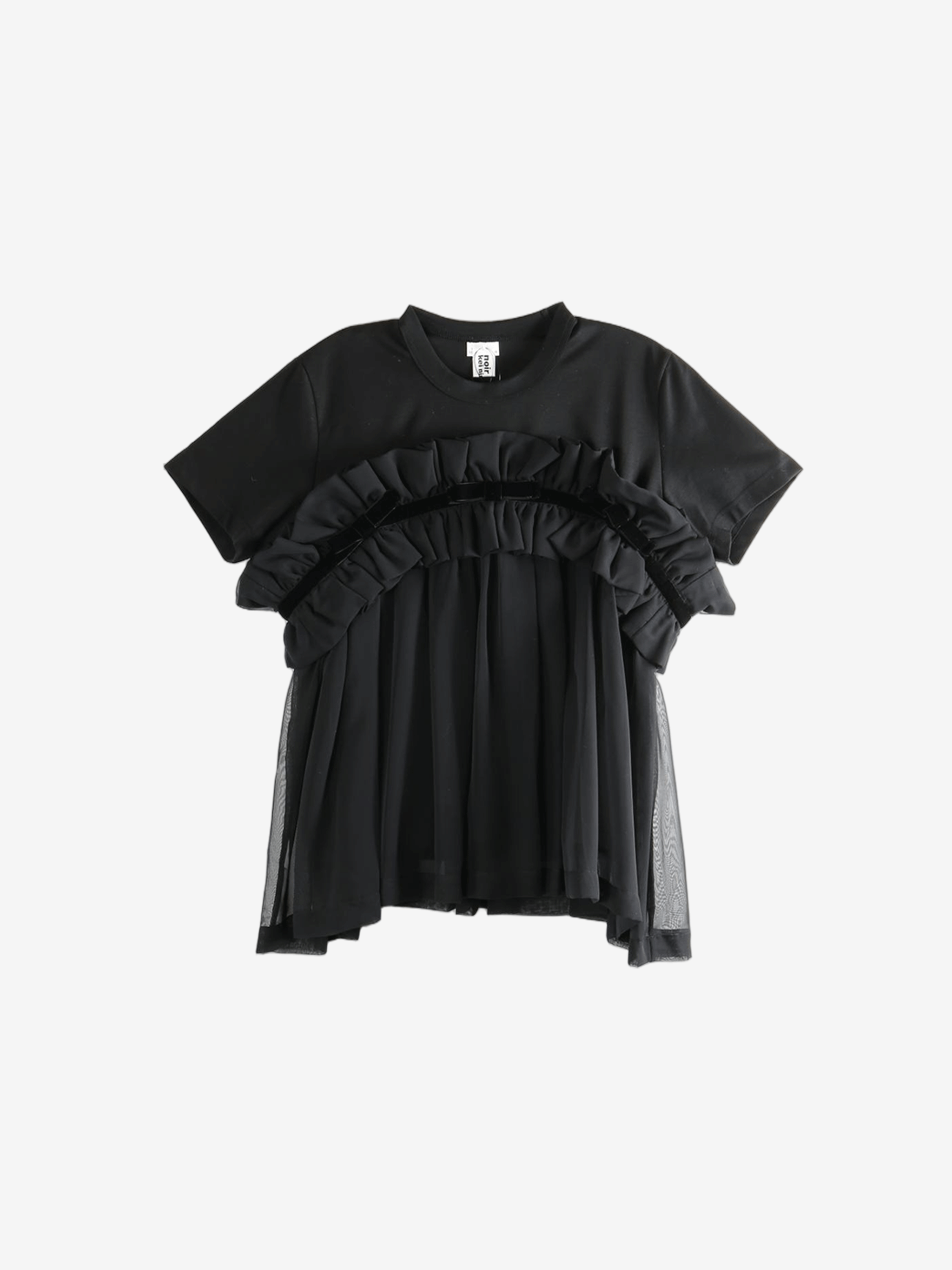 Black t-shirts, front view