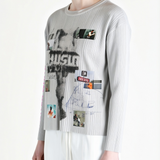 White t-shirt worn by a person, side view