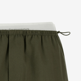Close up of green skirts, showing texture of the Cotton fabric