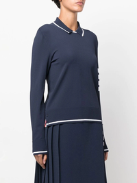 THOM BROWNE Women 4 Bar LS Knitted Polo Jumper