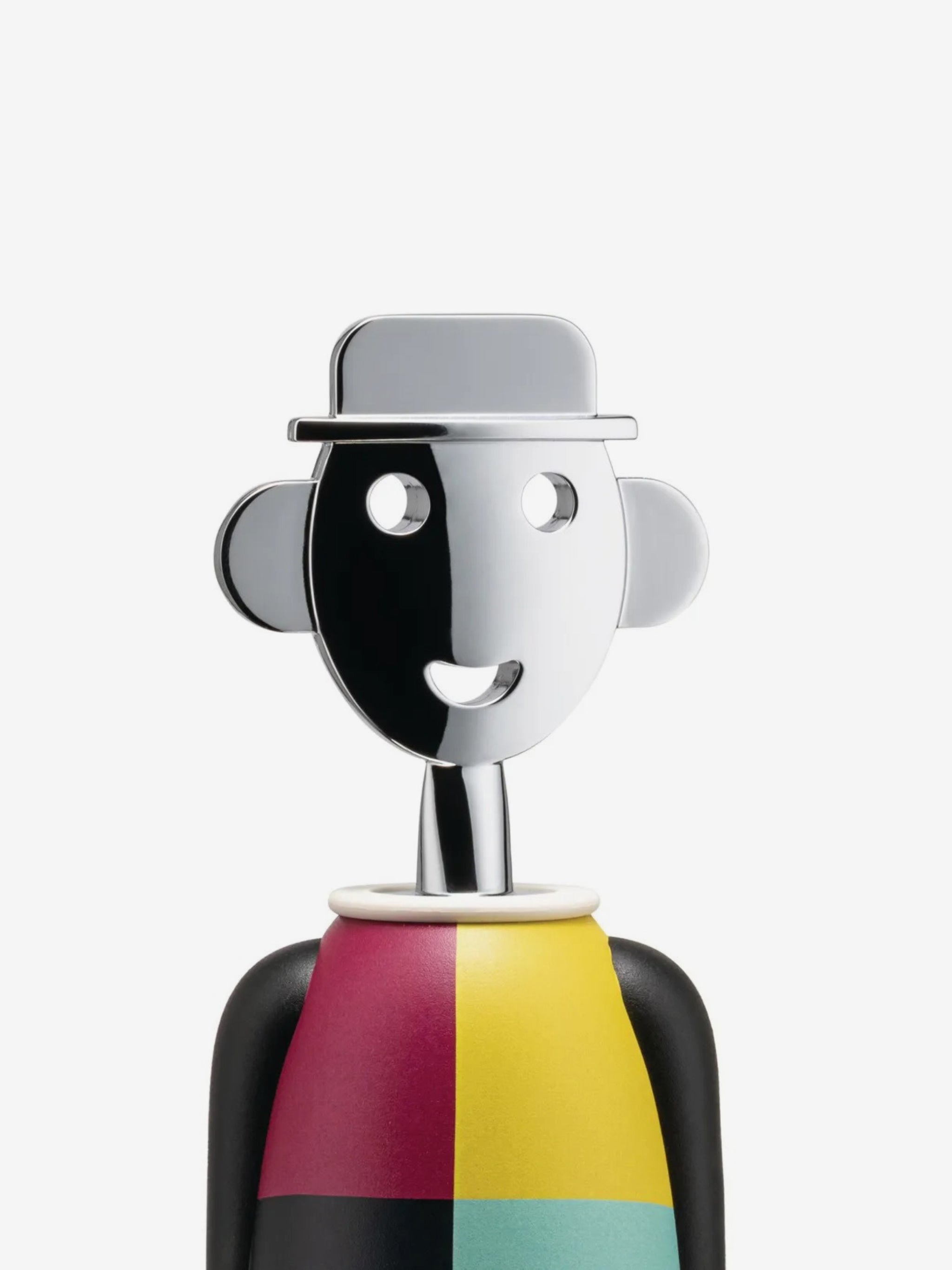 Close up of grey corkscrew, showing texture of the zamak fabric