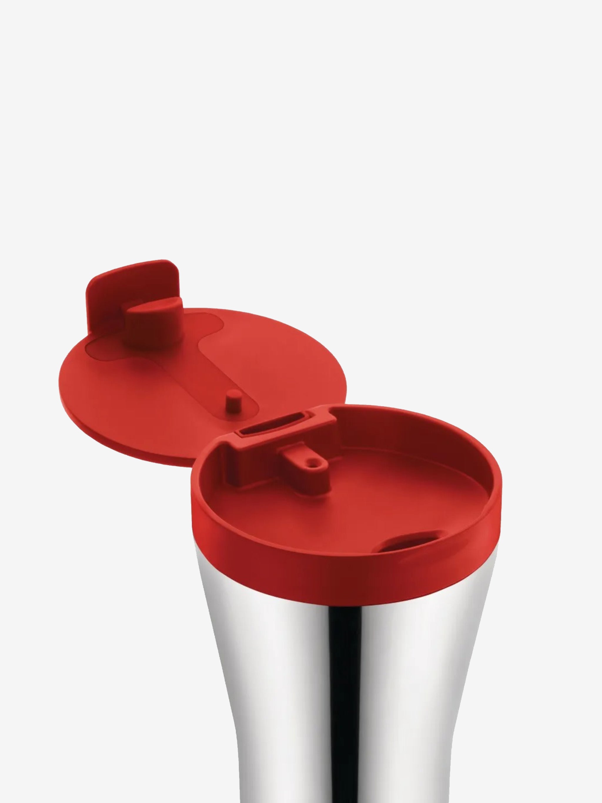 Close up of grey cup, showing texture of the Stainless steel fabric