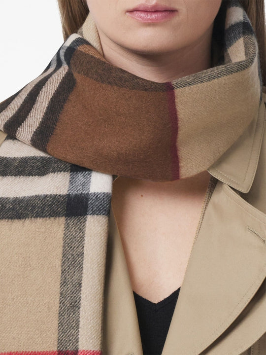 Close up of brown scarf,showing texture of the cotton fabric.