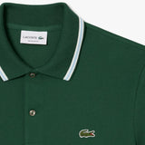 Close up of the green shirt, showing texture of the cotton fabric