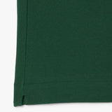 Close up of the green shirt, showing texture of the cotton fabric