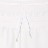 Close up of white shorts,showing texture of the cotton fabric.