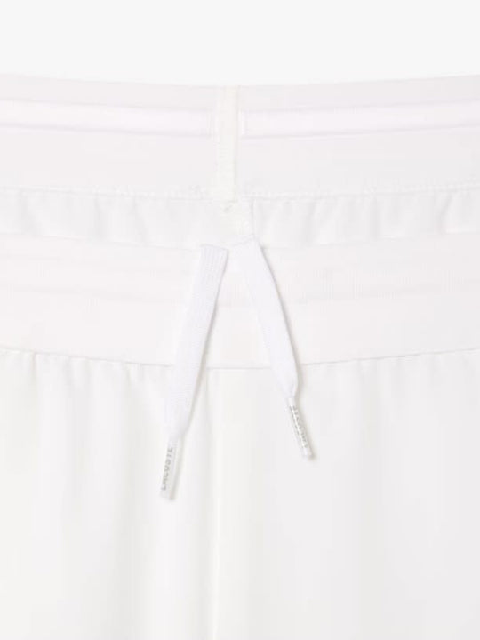 Close up of white shorts,showing texture of the cotton fabric.