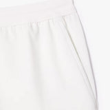 Close up of white shorts,showing texture of the cotton fabric.