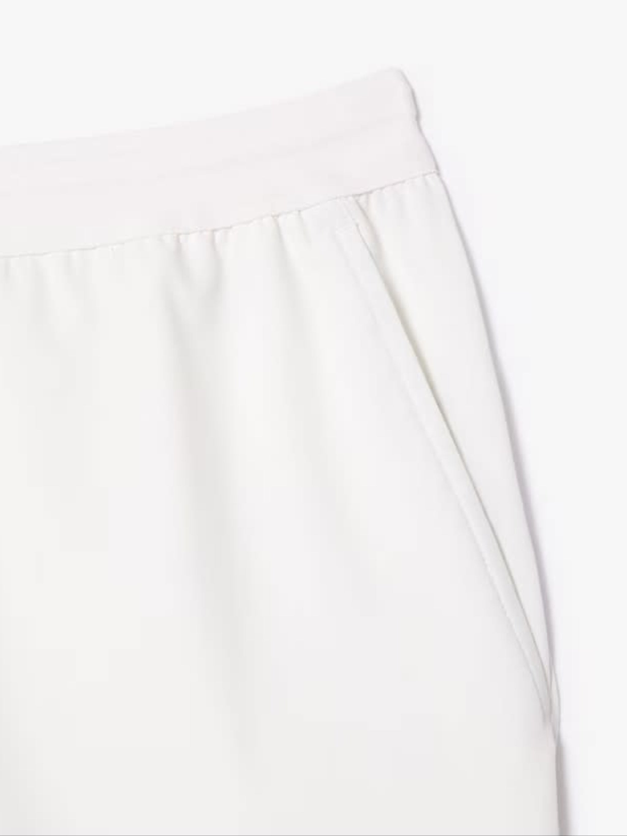 Close up of white shorts,showing texture of the cotton fabric.