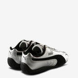 Grey sneakers, back view