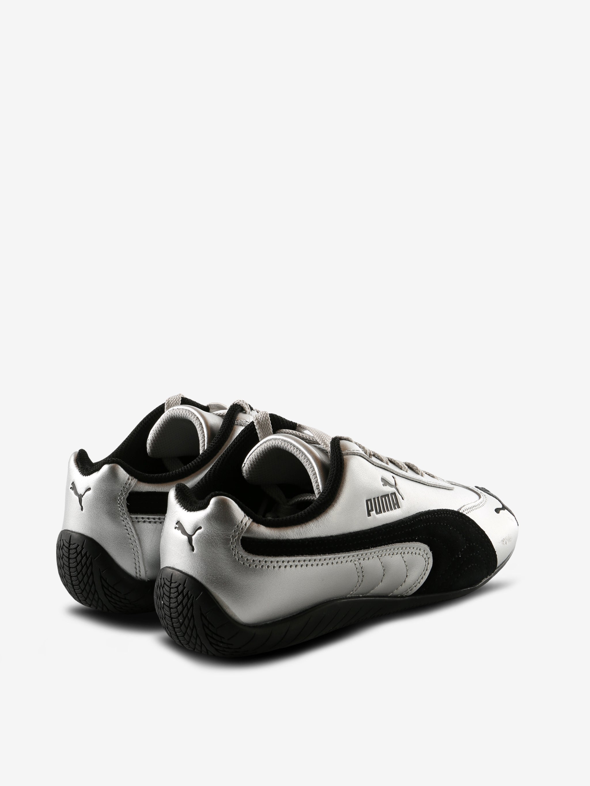 Grey sneakers, back view