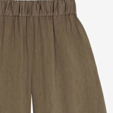 Close up of tan pant, showing texture of the viscose fabric