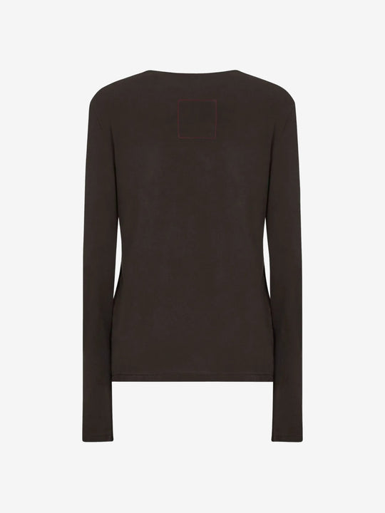 Brown top, back view