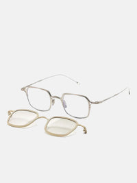 RIGARDS X TVA - Vintage Silver (Frame) ×Antique Gold (Clip)x Light Gray (Lens) Sunglasses