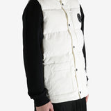 White vest worn by a person, showing the vest fit