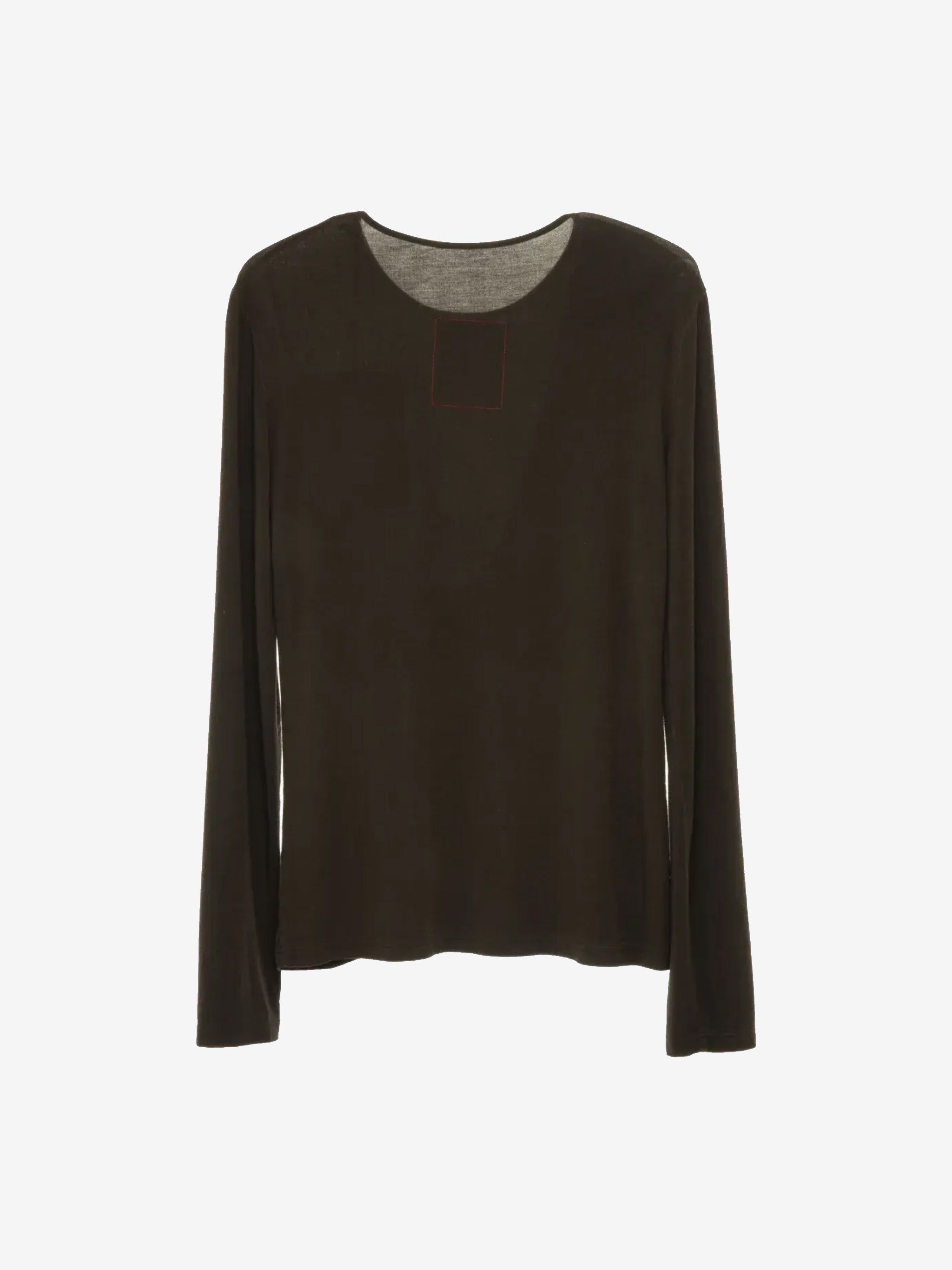 Brown shirt, back view