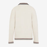 White knitwear, back view