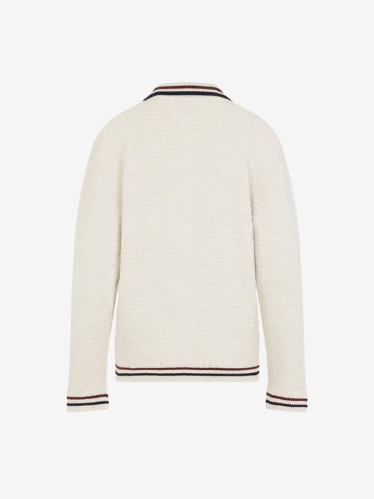 White knitwear, back view