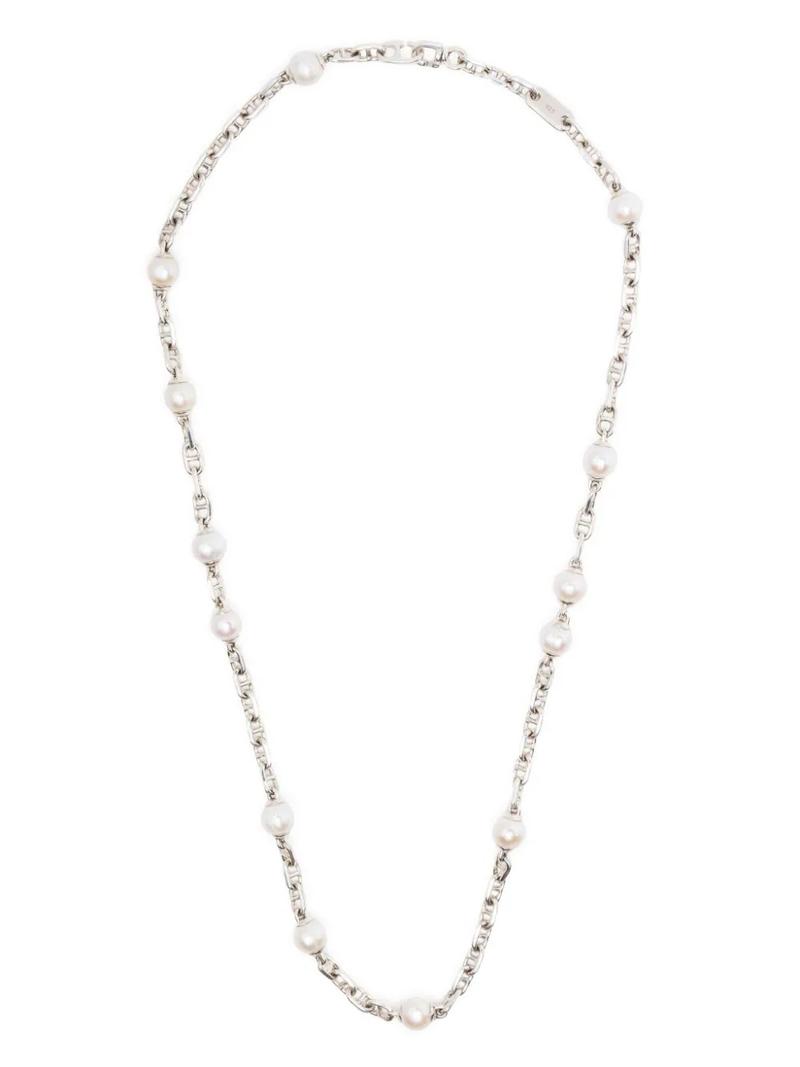 MAOR SICAR NECKLACE IN OXIDIZED SILVER WITH WHITE PEARLS