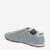 Blue sneakers, back view