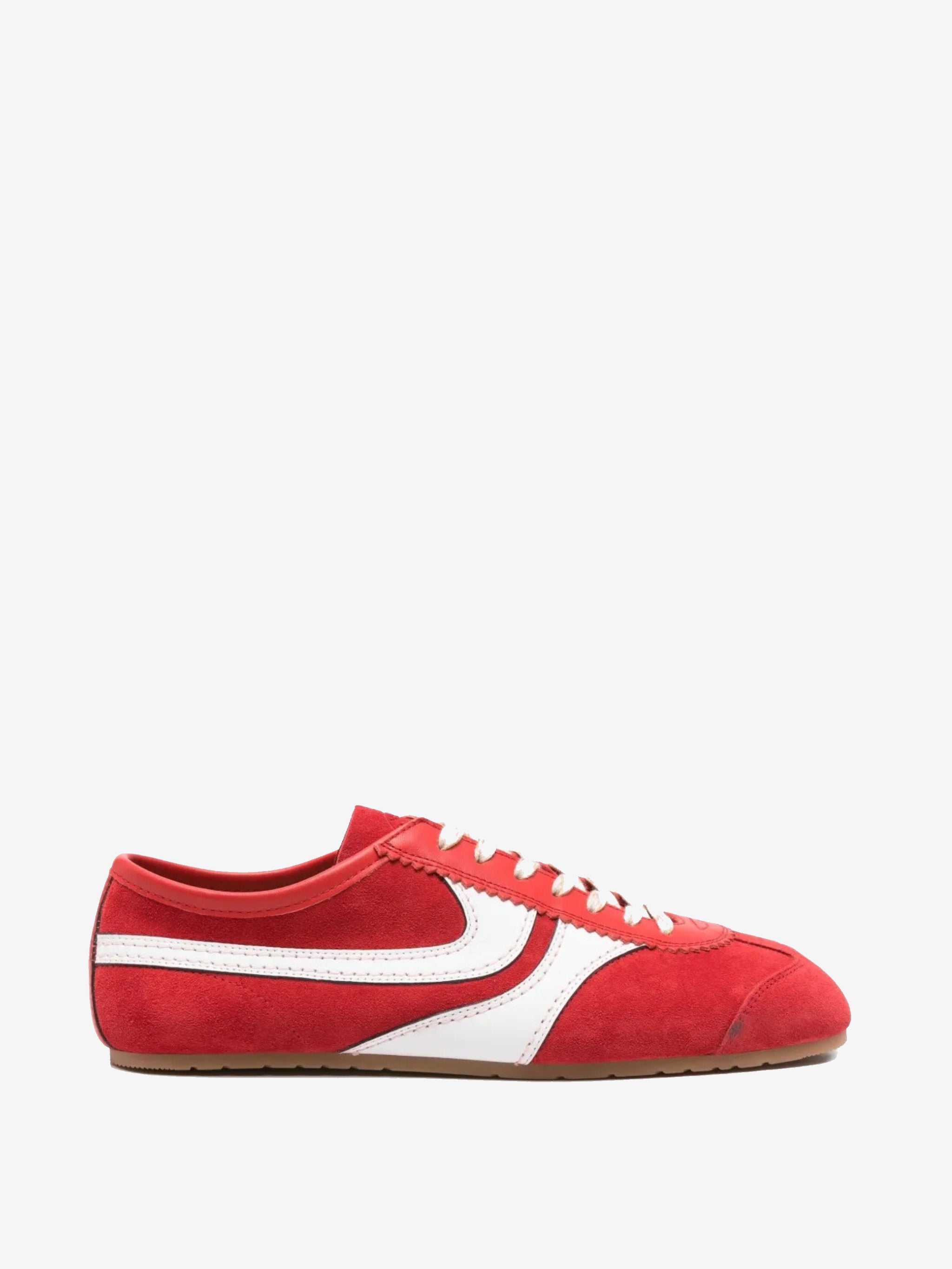 Red sneakers, front view