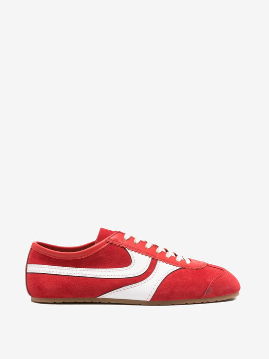 Red sneakers, front view