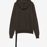 Brown hoodie, back view