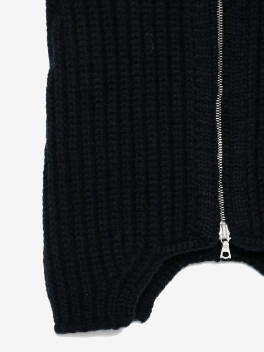 Close up of black scarf,showing texture of the wool fabric.