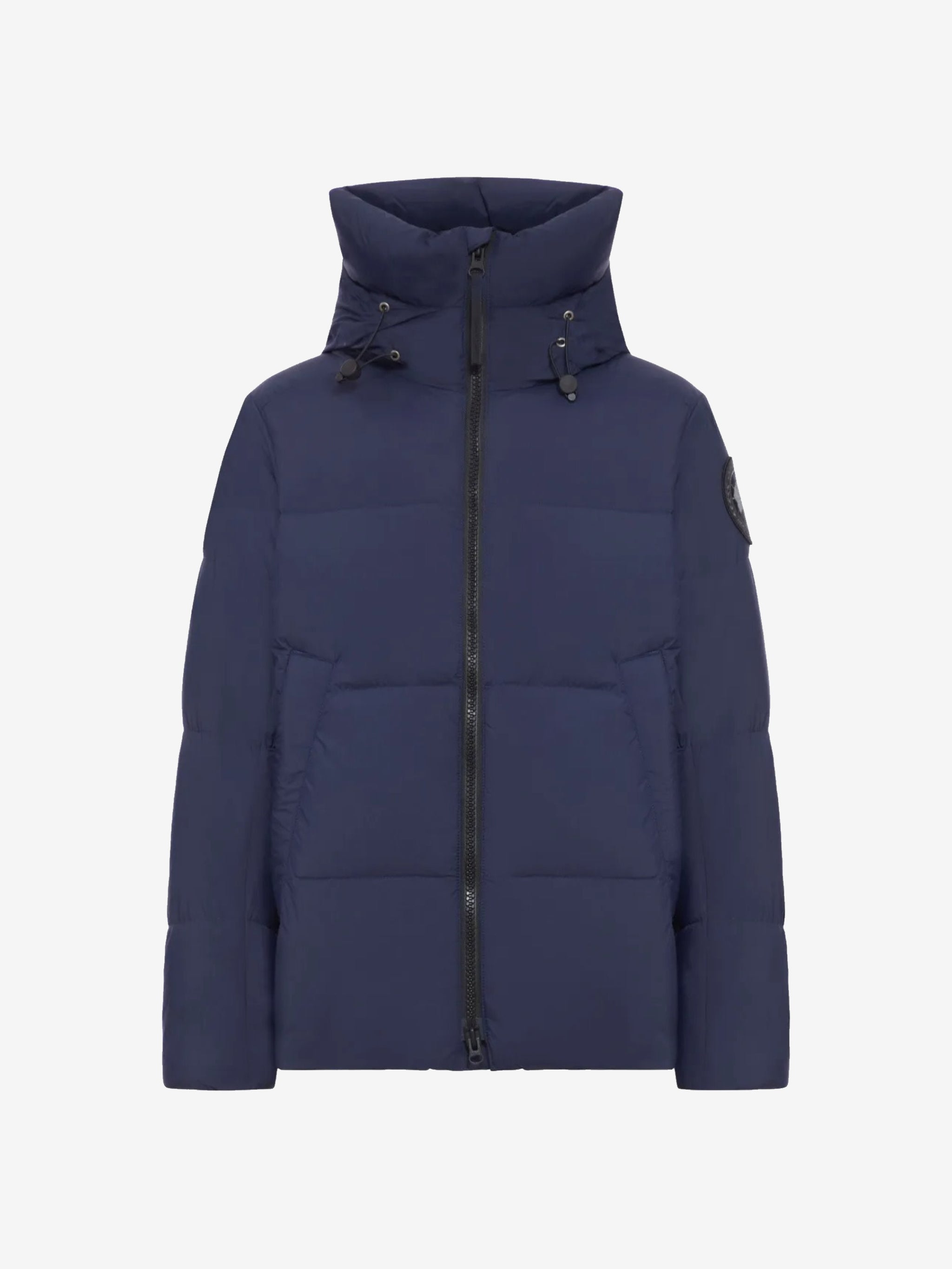 Navy coat, front view