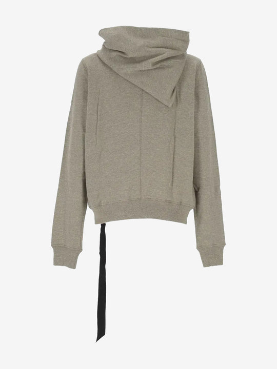 Grey hoodie, back view