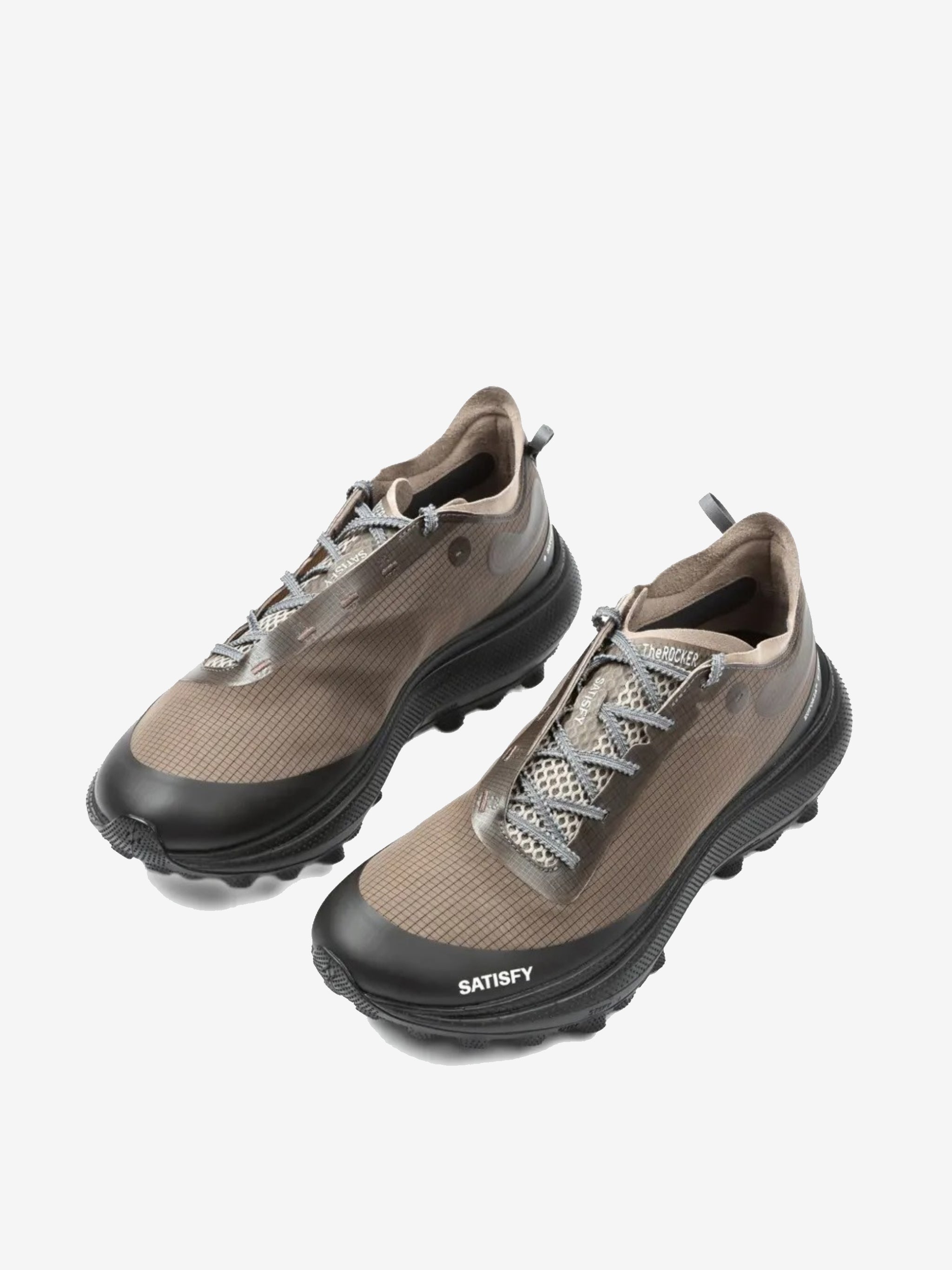 Tan sneakers, top view