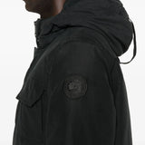Black coat ,showing texture of the fabric