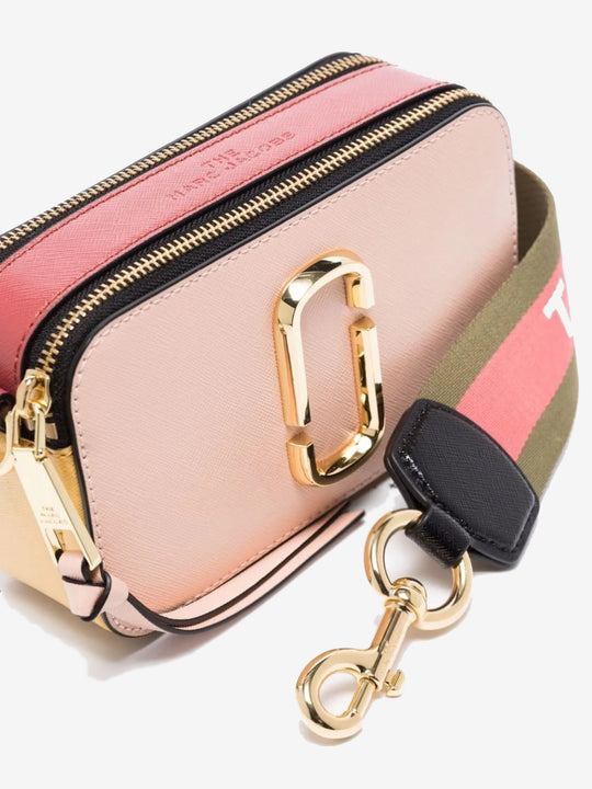 Close up of pink bag, showing texture of the cotton fabric