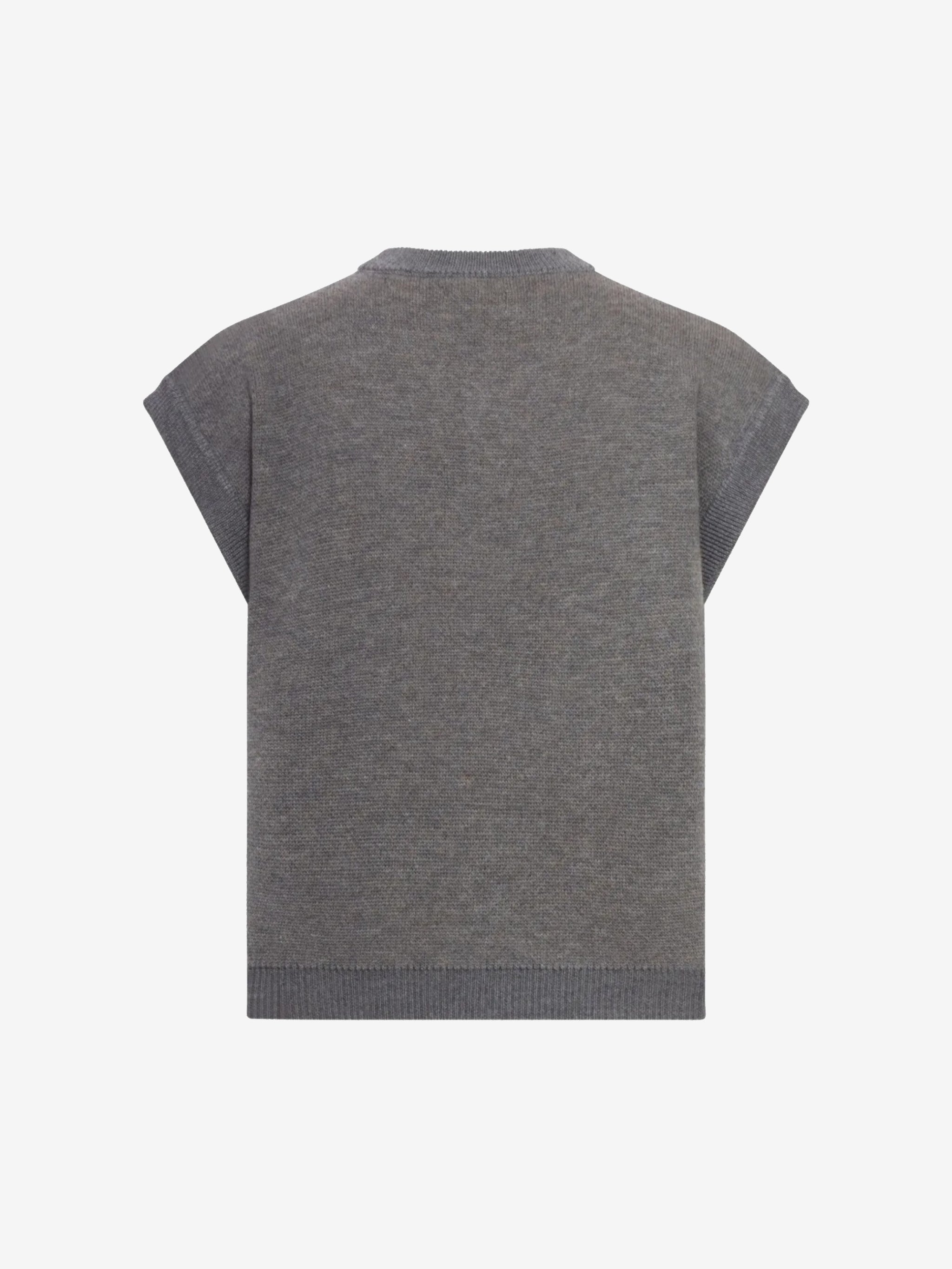 Grey vest, back view