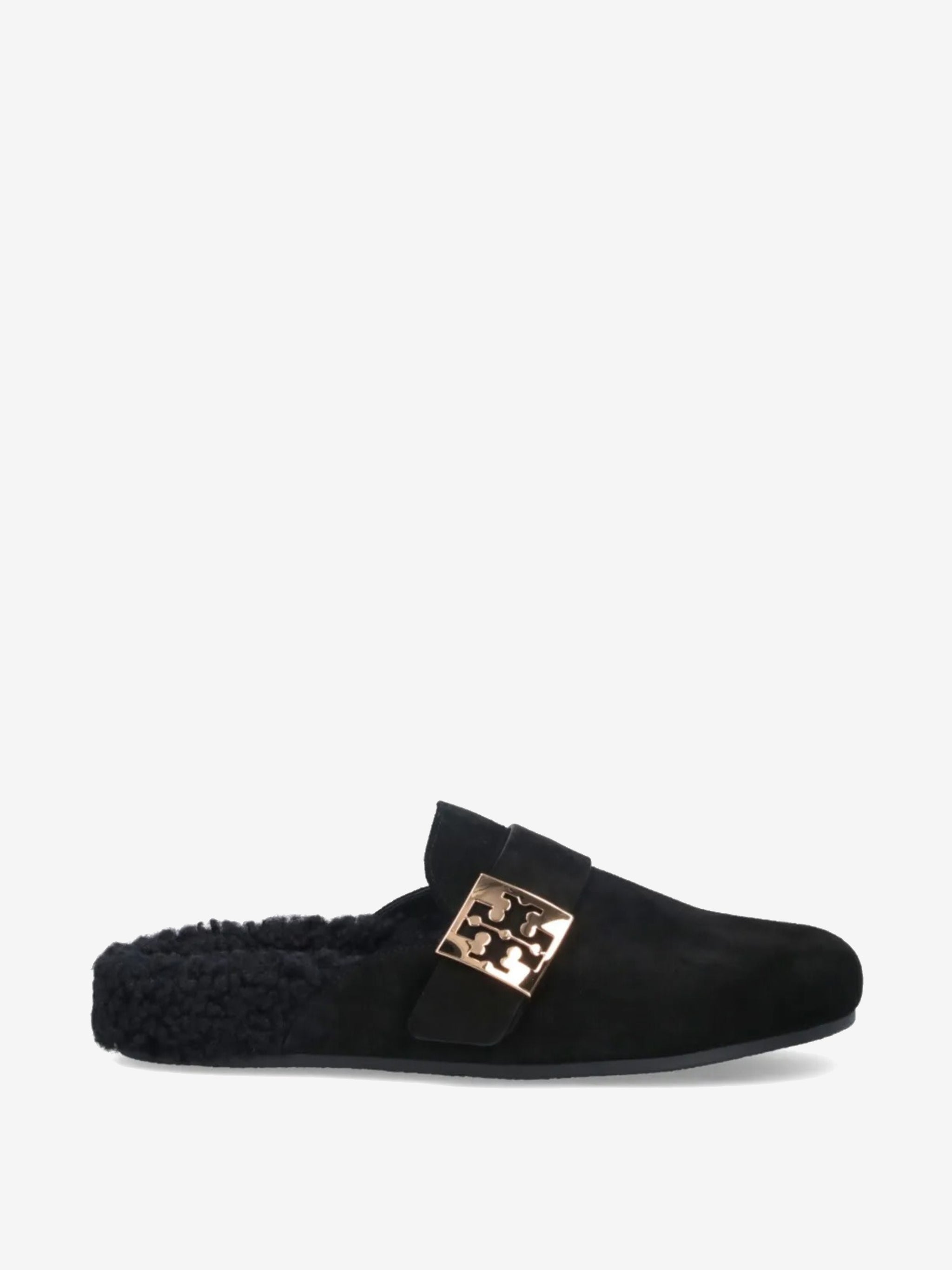 Black mules, front view