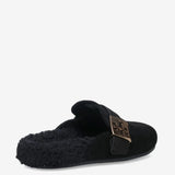 Black mules, back view