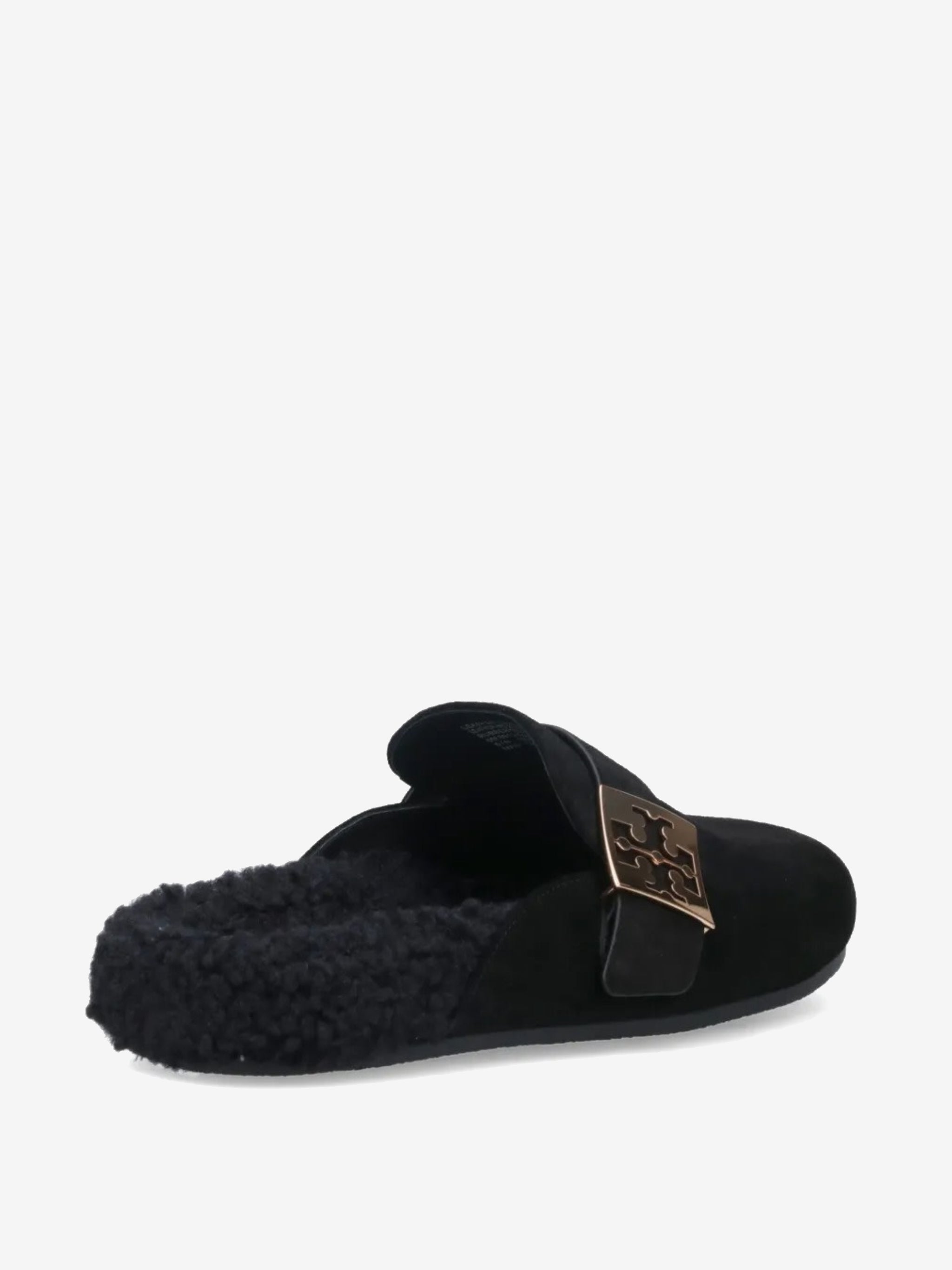 Black mules, back view