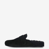 Black mules, side view